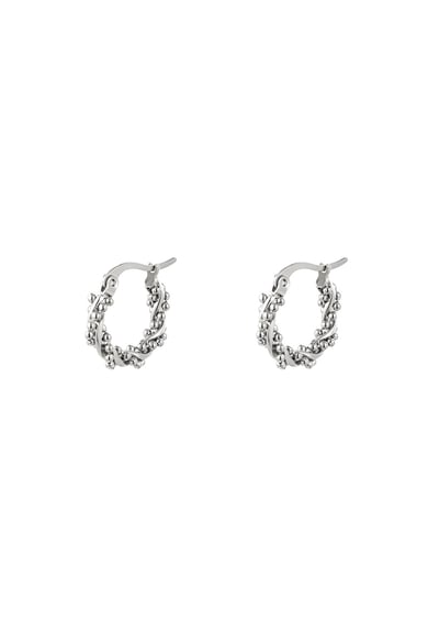 Hoop Earrings Multiple Twisted Pearls Small Silver Color Stainless Steel h5 