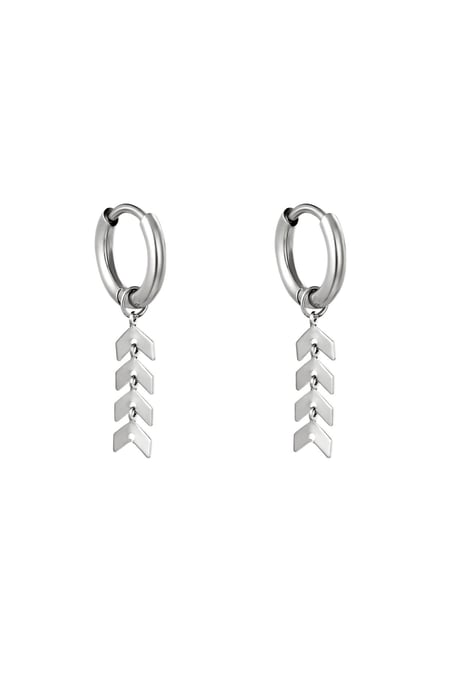 Earrings Fishbone Silver Color Stainless Steel