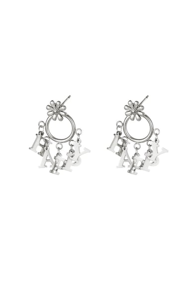 Stainless steel earring Happy Silver color h5 