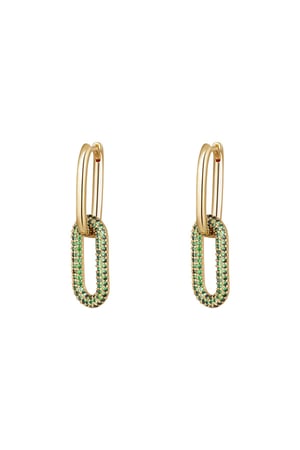 Copper linked earrings with zircon stones - Small Green h5 