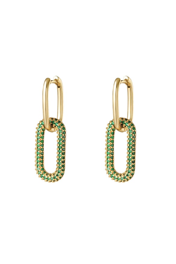 copper linked earrings with zircon stones - large  2