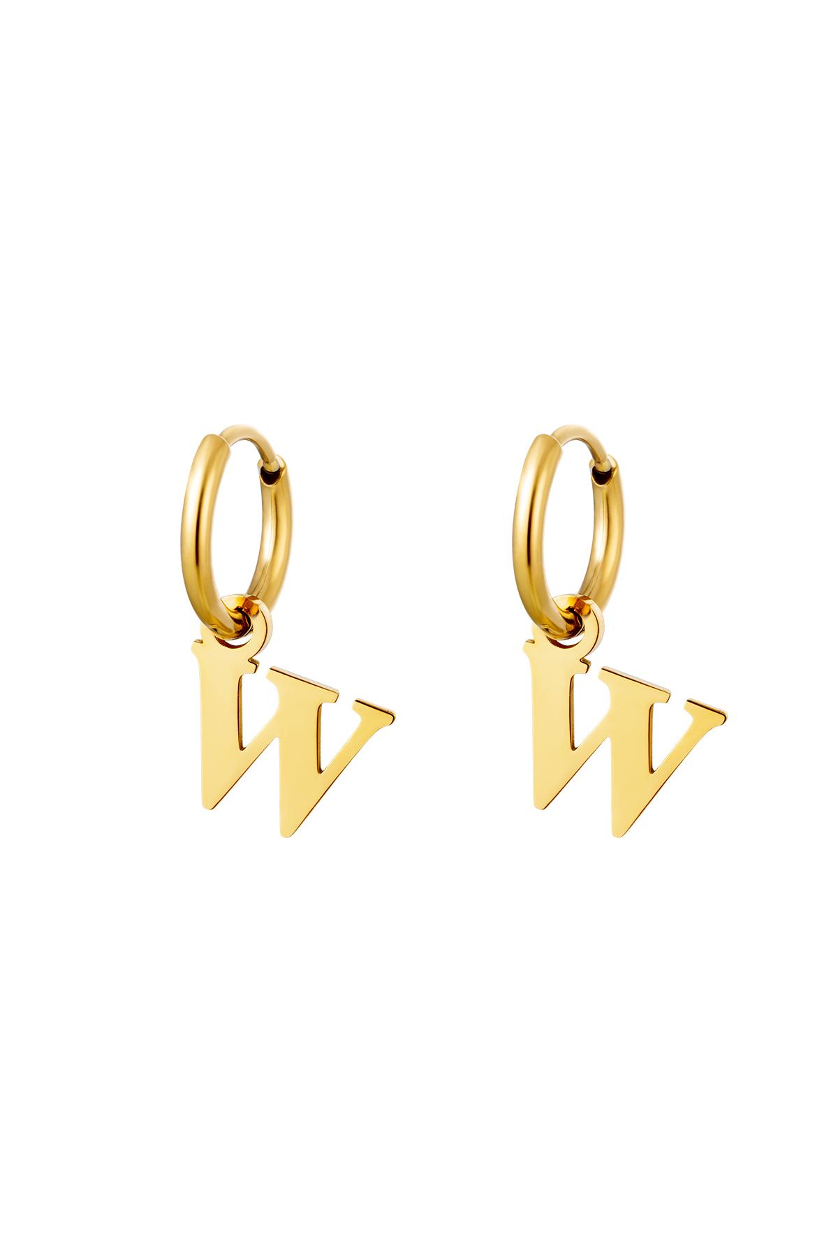 Earrings Stainless Steel Gold Color Initial J