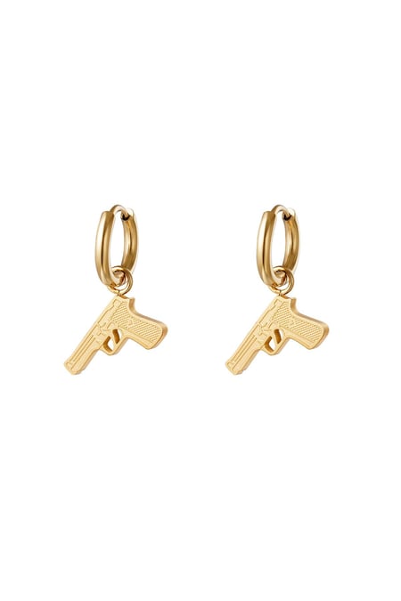 Stainless steel earrings pistol Gold color