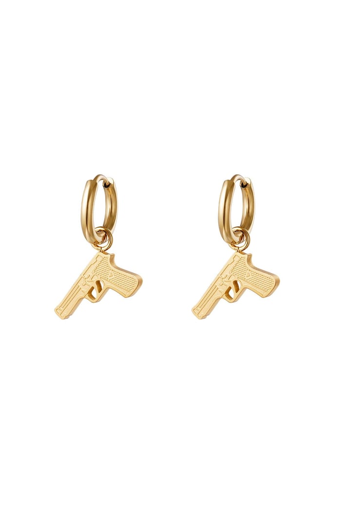 Stainless steel earrings pistol Gold color 