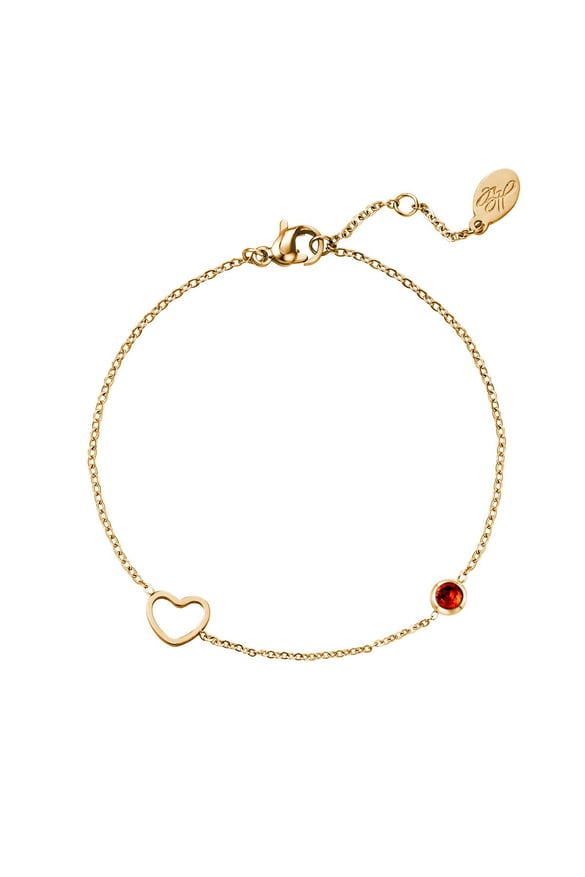 Geburtssteinarmband Januar Goldfarbe Rot Edelstahl 2