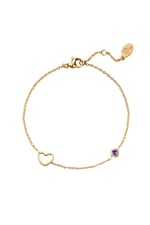 Purple / Birthstone bracelet February Gold Color Purple Stainless Steel 