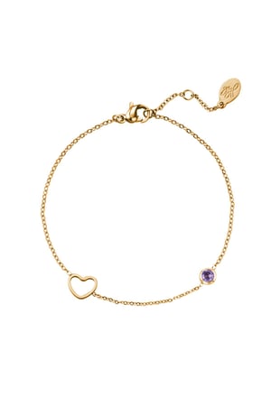 Birthstone bracelet February Gold Color Purple Stainless Steel h5 