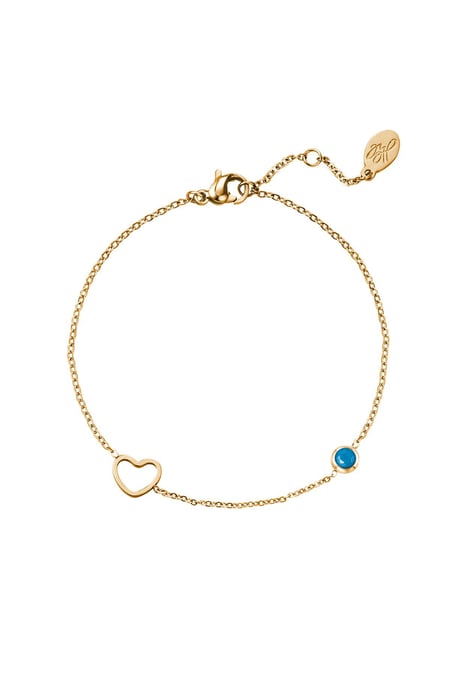 Birthstone bracelet December Gold Color Dark Blue Stainless Steel