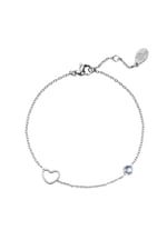 Light Blue / Birthstone bracelet March silver color Light Blue Stainless Steel Picture10