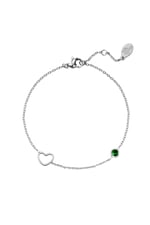 Green / Birthstone bracelet May silver color Green Stainless Steel Picture8