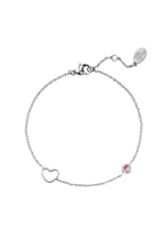 Pink / Birthstone bracelet October silver color Pink Stainless Steel Picture2