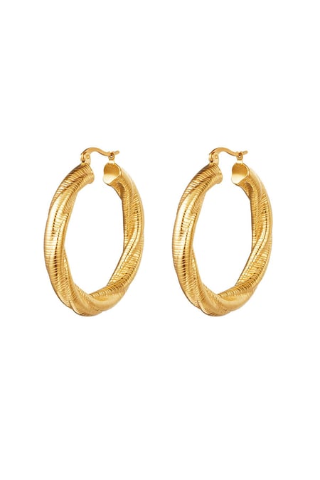 Hoops twisted large Gold Color Stainless Steel