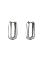 Silver color / Earrings square large Silver Color Stainless Steel 