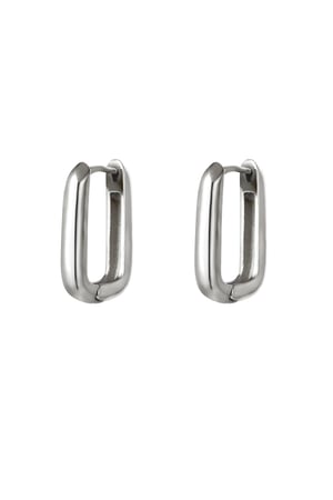 Earrings square large Silver Color Stainless Steel h5 