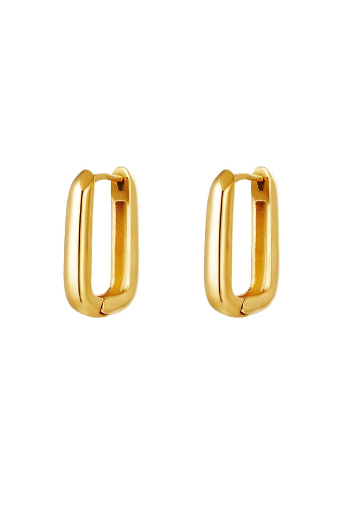 Earrings square large Gold Color Stainless Steel 