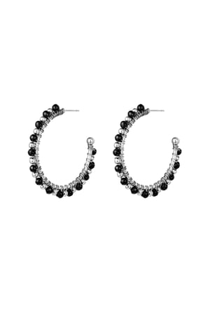 Earrings beaded hoops Black Copper h5 