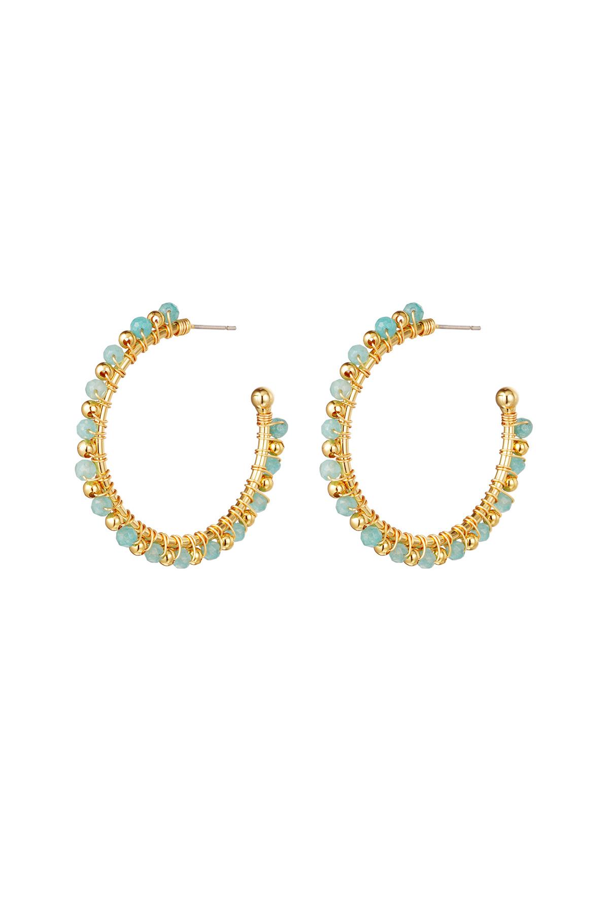 Earrings beaded hoops Blue Copper