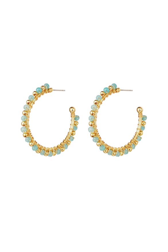 Earrings beaded hoops Blue Copper 2