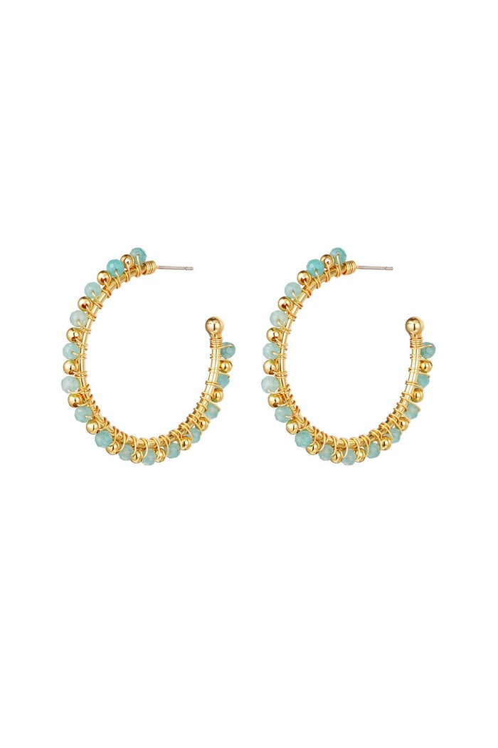 Earrings beaded hoops Blue Copper 