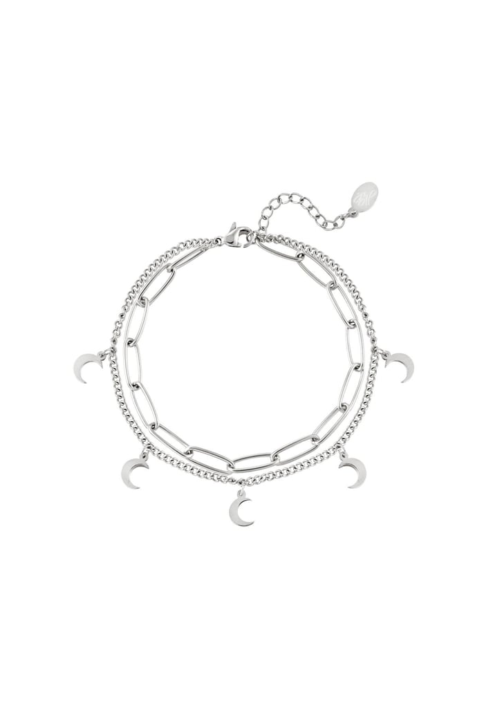 Armbandkette Moon Silver Color Silber Edelstahl 