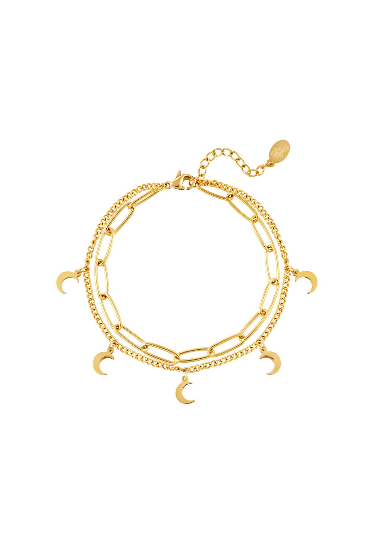 Bracelet Chain Moon Gold Color Stainless Steel 