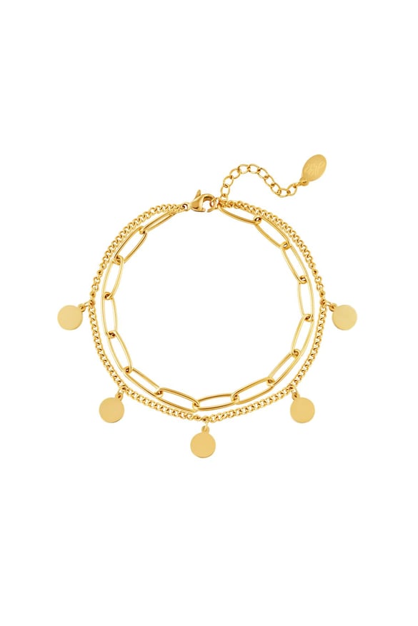 Armbandkette Kreis Goldfarbe Edelstahl