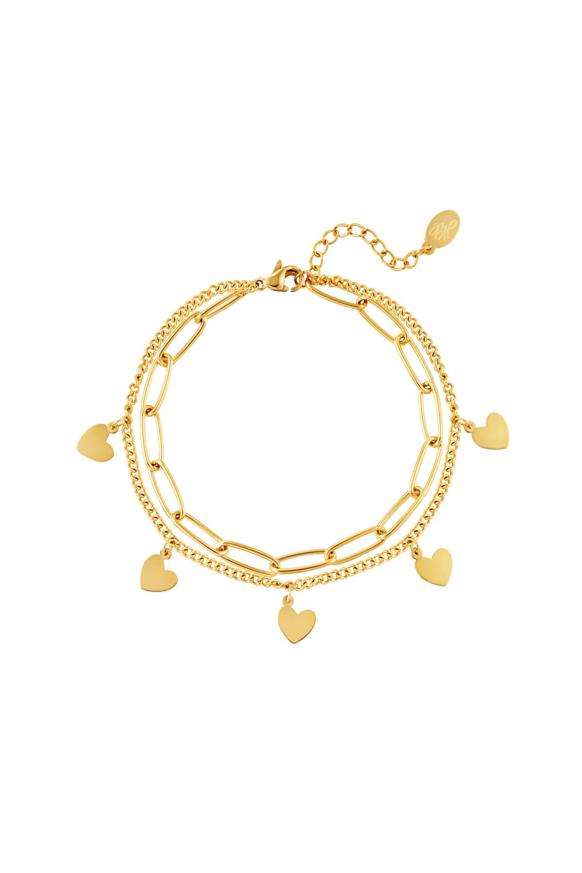 Bracelet Chain Heart Silver Color Stainless Steel