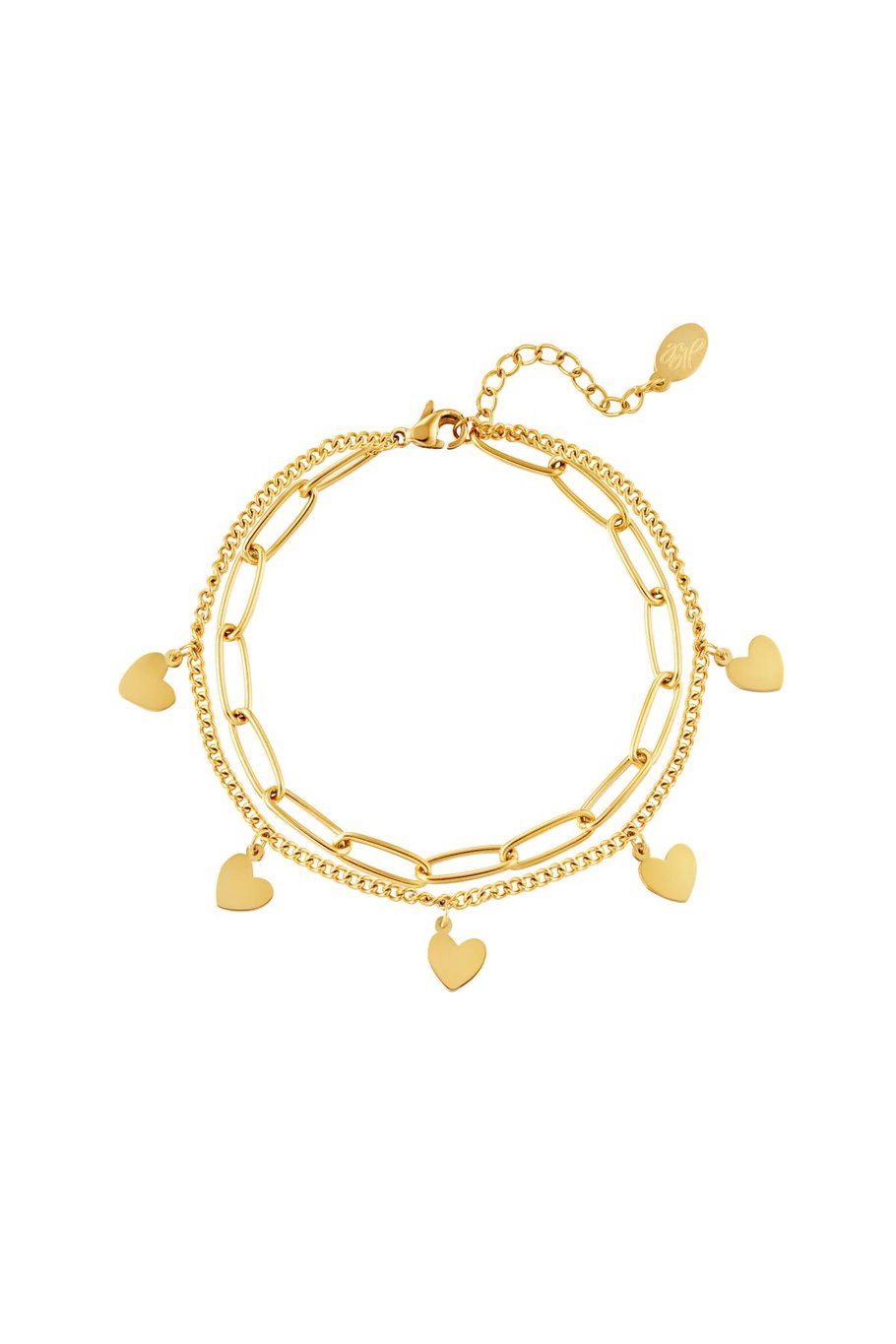 Bracelet Chain Heart Silver Color Stainless Steel 
