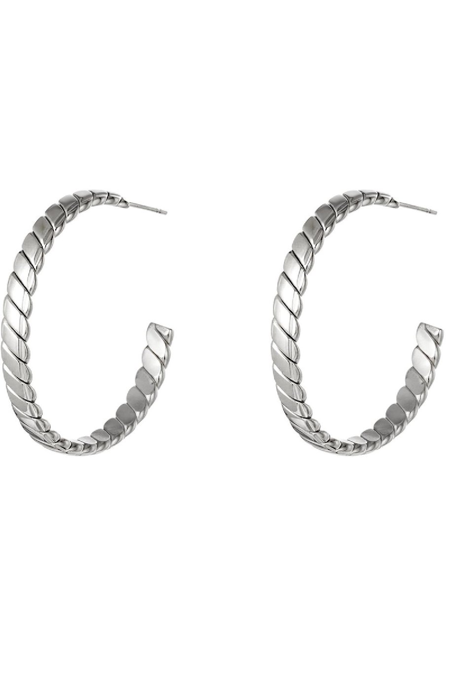 Pendientes de aro de acero inoxidable Plata Imagen2