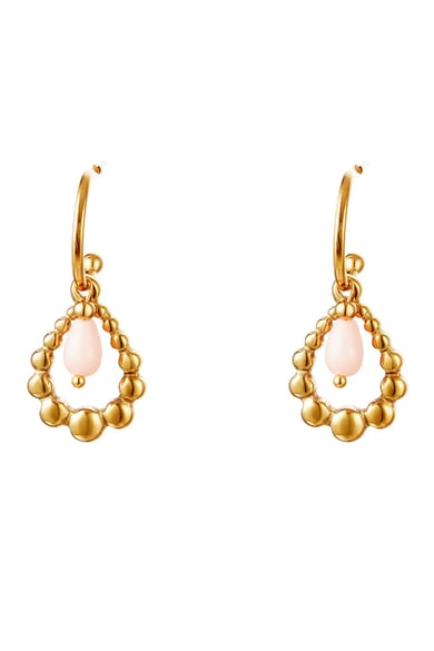 Boucles d'oreilles avec pierre Rose &amp; Couleur or Acier inoxydable h5 Image3