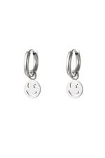 Silver color / Stainless steel earring smiley and star Silver color Picture2