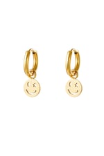 Gold color / Stainless steel earring smiley and star Gold color 