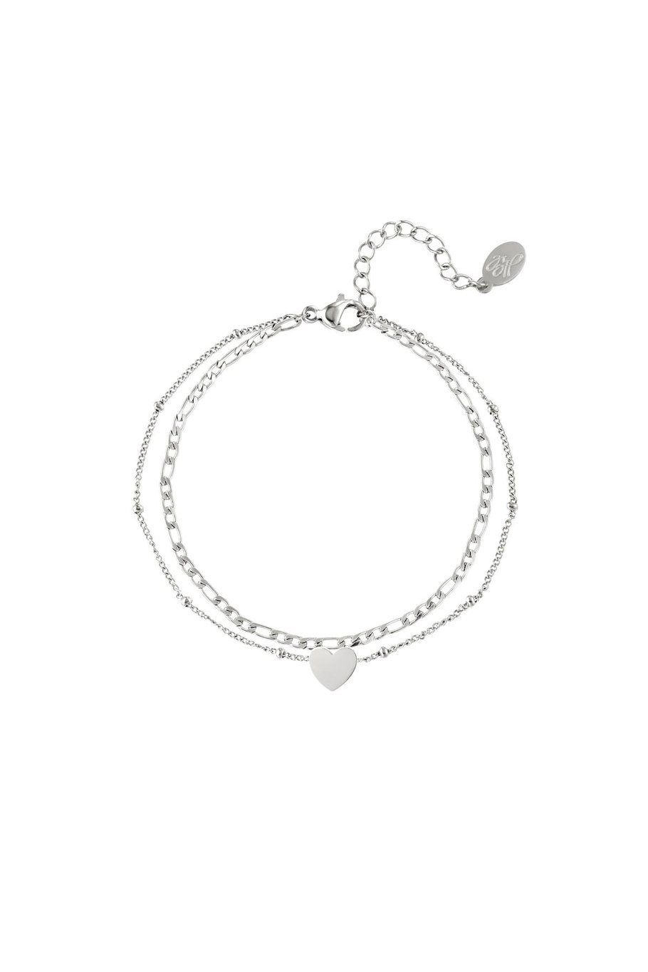 Bracciale a cuore in acciaio inossidabile Silver Color Stainless Steel 