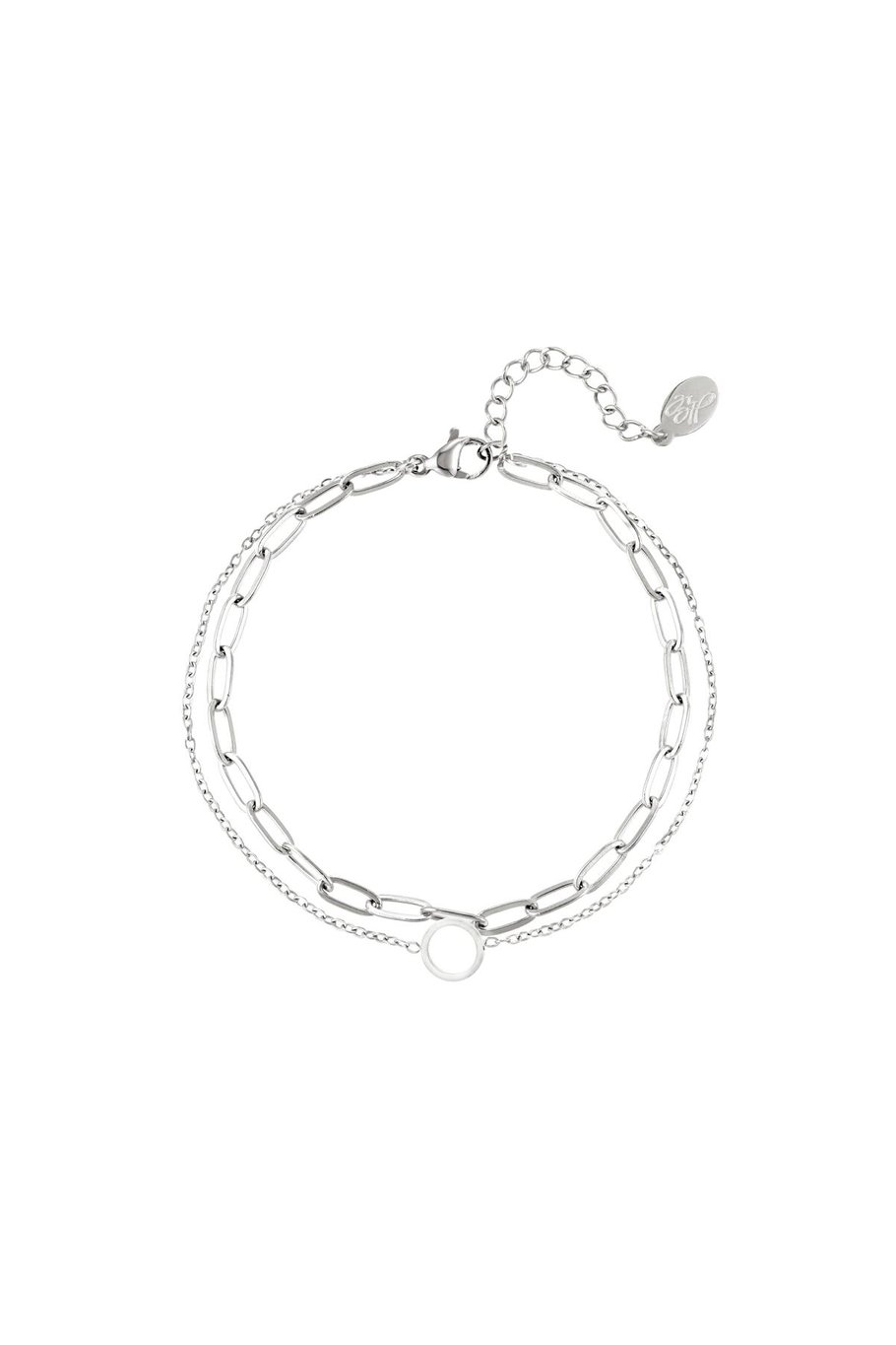 Brazalete de acero inoxidable multicapa Plata 