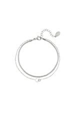 Silver color / Double bracelet connected circles Silver Color Stainless Steel Picture2