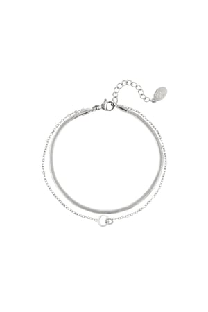 Double bracelet connected circles Silver Color Stainless Steel h5 