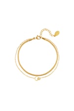 Gold color / Double bracelet connected circles Gold Color Stainless Steel 