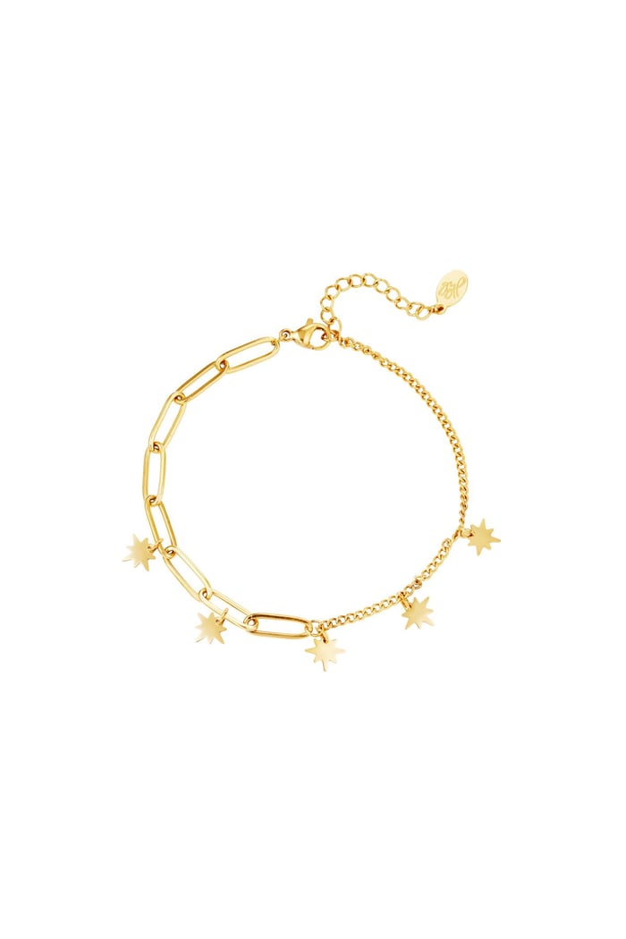 Stainless steel bracelet with star charms Gold color 