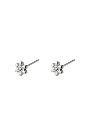 Stainless Steel Earstuds Flower Silver color h5 