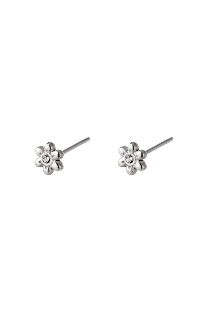 Stainless Steel Earstuds Flower Silver color 