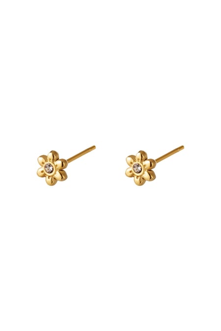 Stainless Steel Earstuds Flower Gold color 2