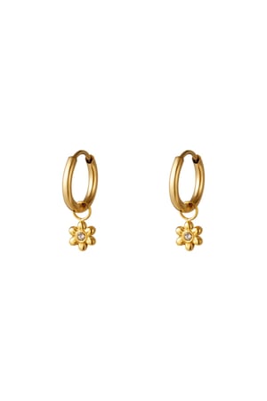 Little hoops with flower Gold Color Stainless Steel h5 