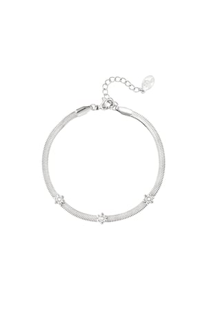 Stainless steel bracelet with little flowers Silver color h5 