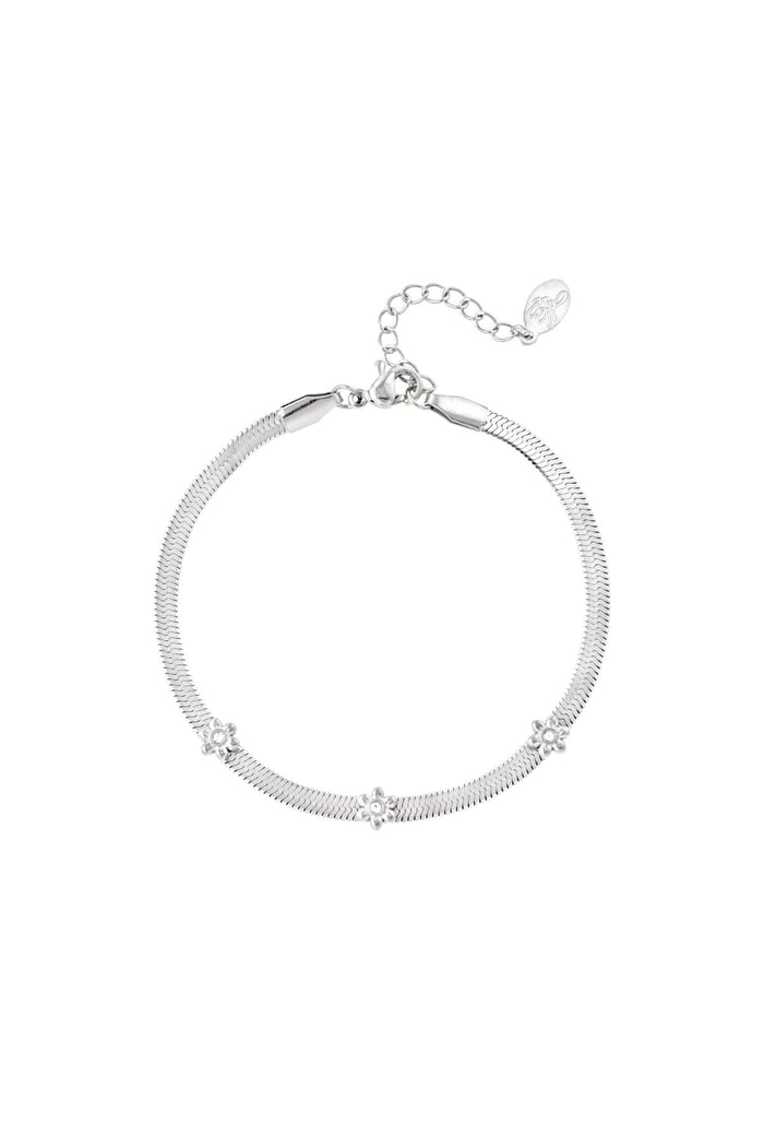 Stainless steel bracelet with little flowers Silver color 