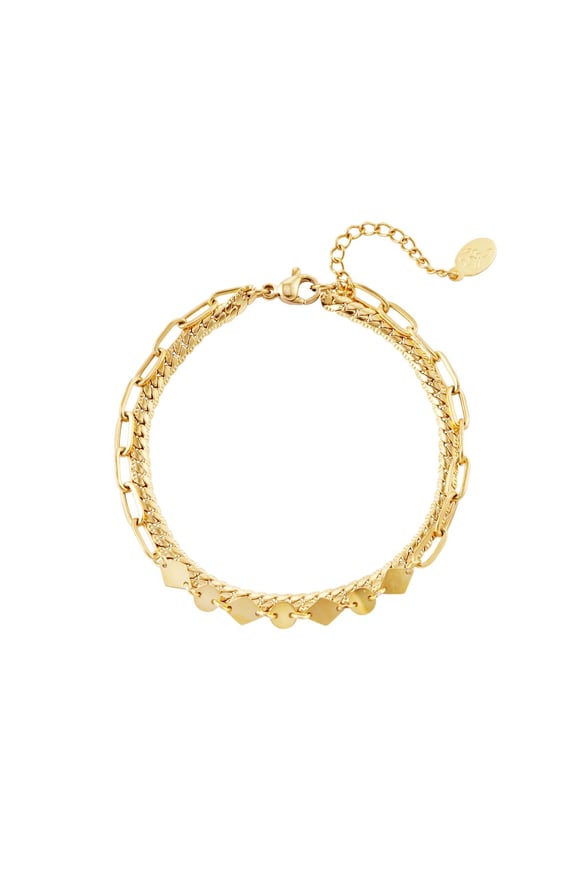 Doppellagiges Armband Goldfarbe Edelstahl 2