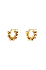 Gold color / Hoop Earrings with balls Gold Color Stainless Steel 