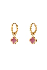 Pink & Gold / Gold coloren stainless steel earrings colored clover Pink & Gold color 