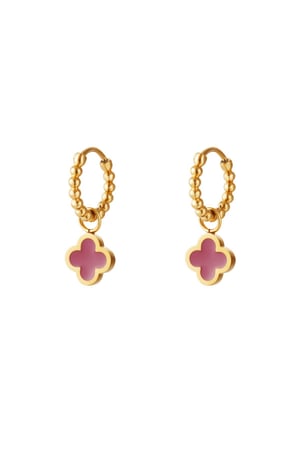 Gold coloren stainless steel earrings colored clover Pink & Gold color h5 