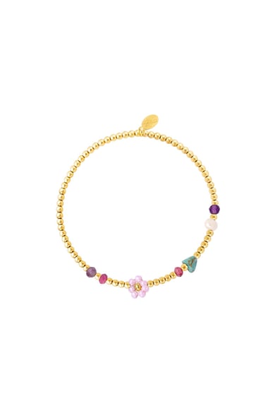 Stainless steel golden bracelet flower Red h5 