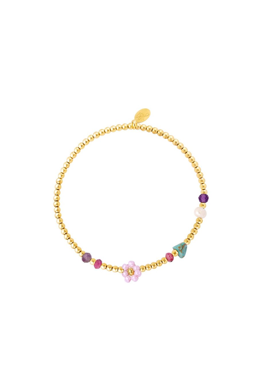 Stainless steel golden bracelet flower Red 